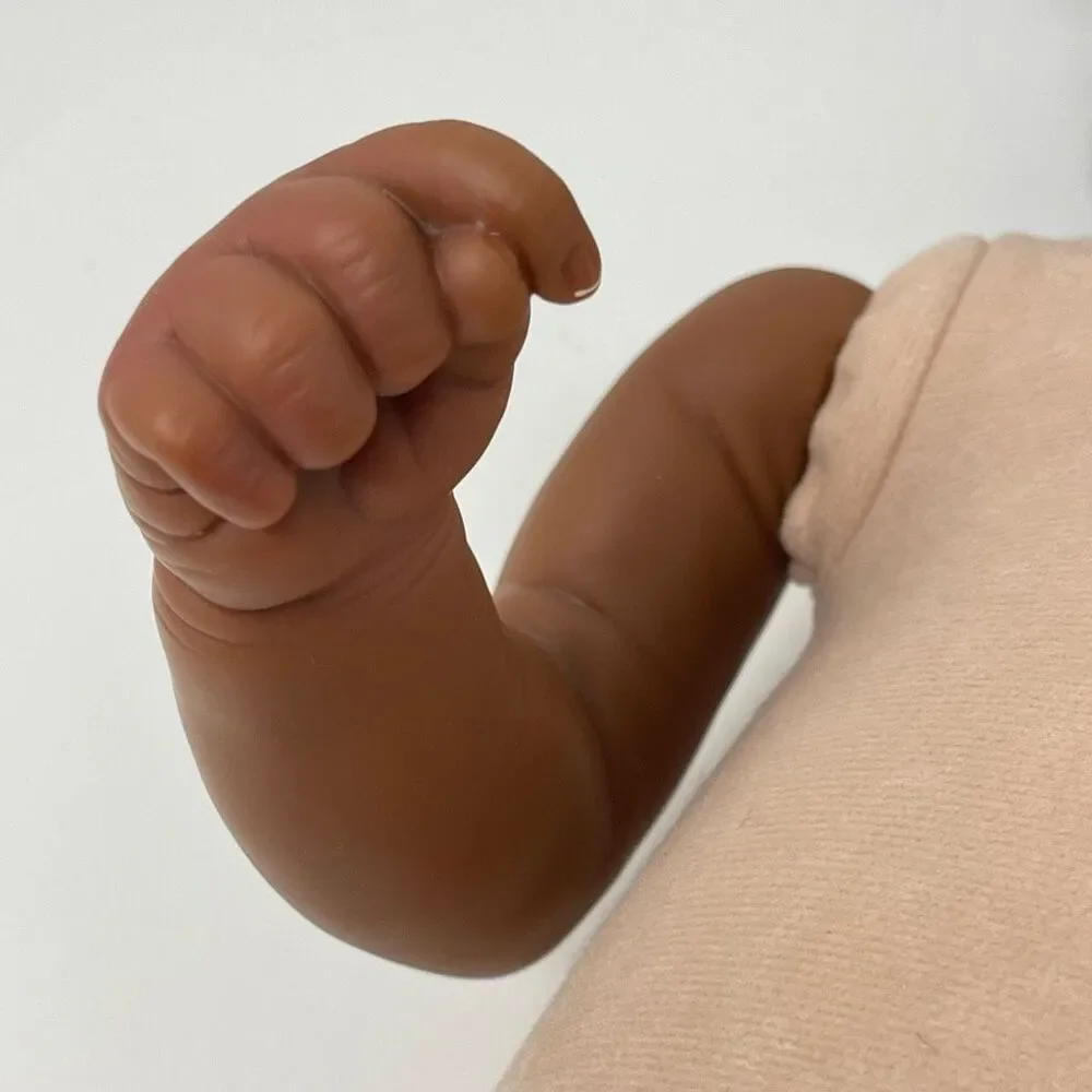 Joanna Kazmierczak Reborn Newborn Doll African American Soft Body 17” Preowned